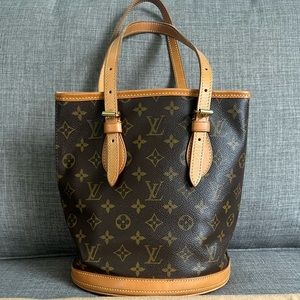 Louis Vuitton Monogram Brown and Tan Bucket Shoulder Bag
